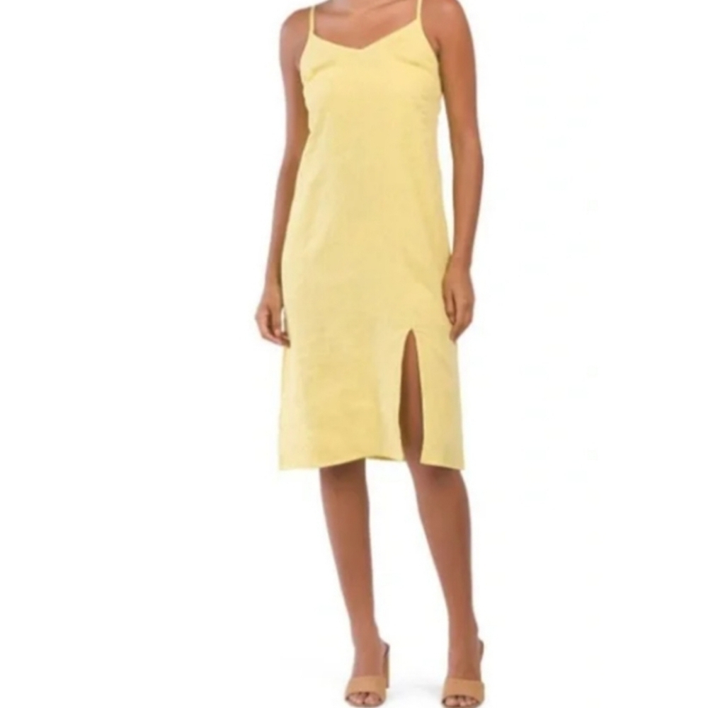 NEW! RACHEL ZOE Yellow Linen Spaghetti Strap Dress 4.